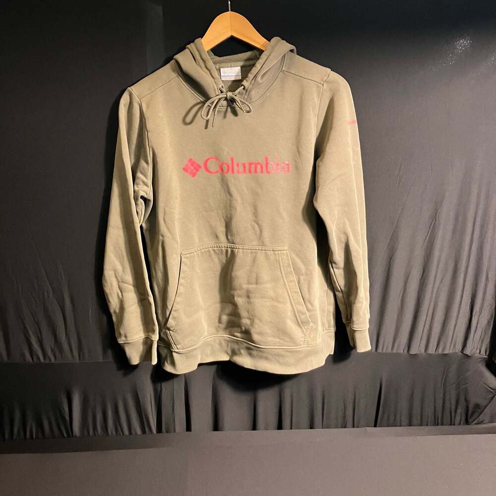 Columbia Sportswear Company Green Hoodie with Pink Logo Size L